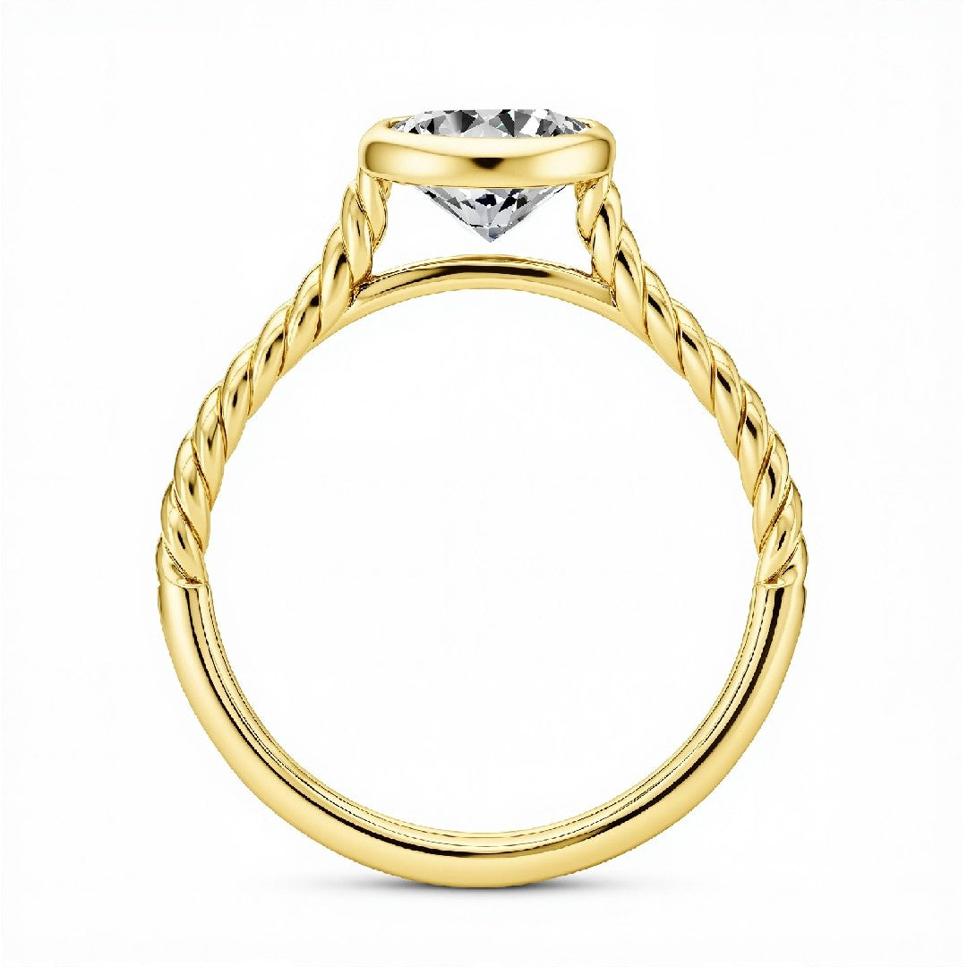 1.50 CT Round Brilliant Lab-Grown Diamond Bezel Solitaire Ring in 18kt Gold Vermeil by GrownńDiva