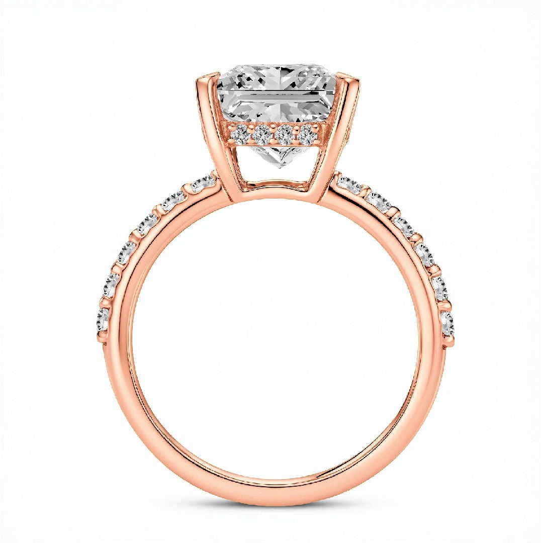 2.50 CT Emerald Cut Lab-Grown Diamond Hidden Halo Ring in 18kt Gold Vermeil.GrownńDiva
