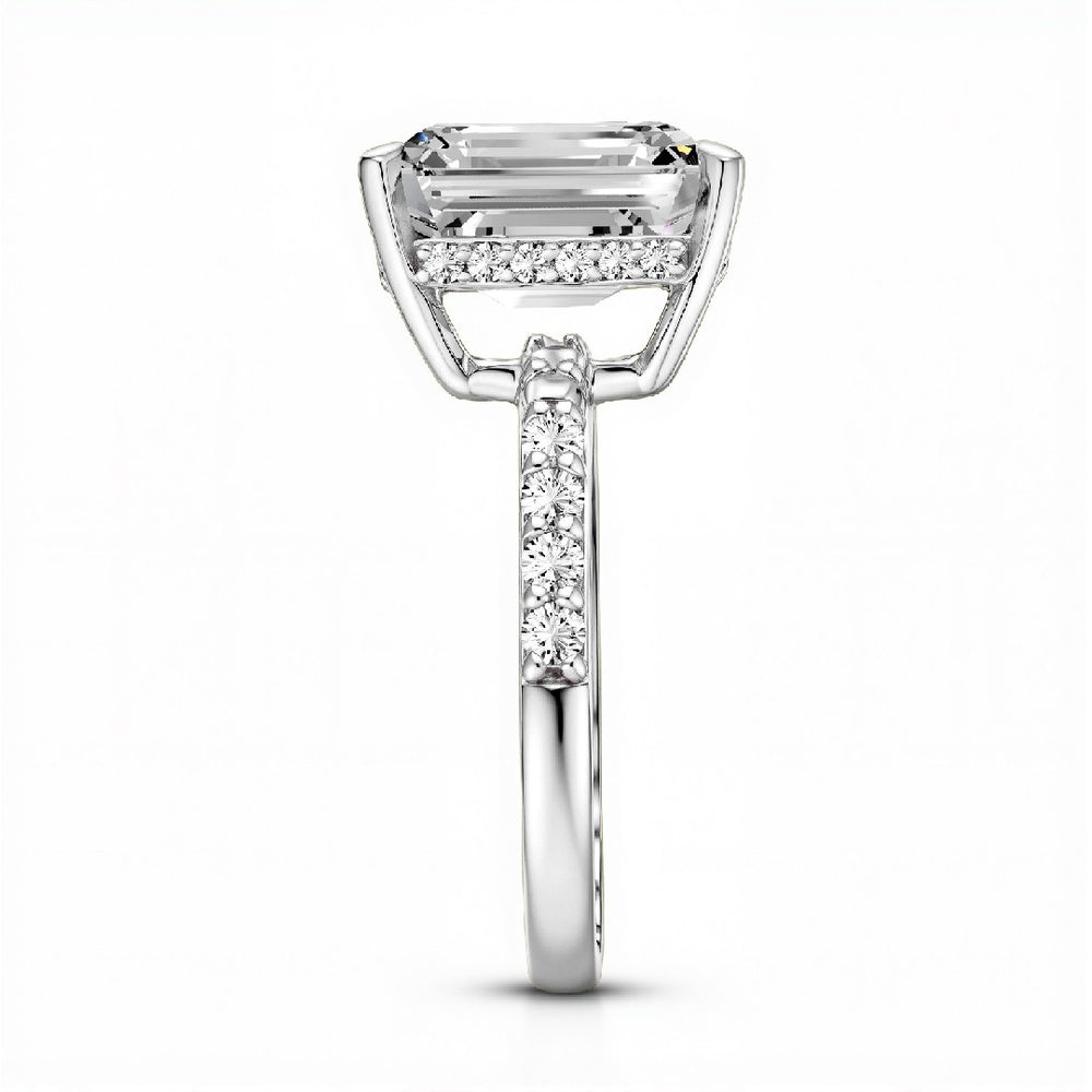 2.50 CT Emerald Cut Lab-Grown Diamond Hidden Halo Ring in 18kt Gold Vermeil.GrownńDiva