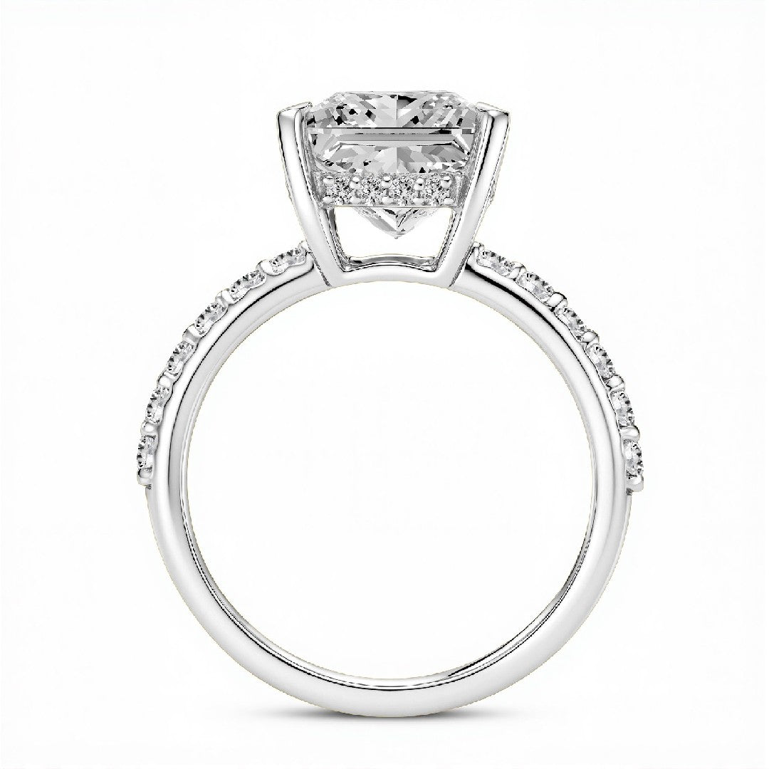 2.50 CT Emerald Cut Lab-Grown Diamond Hidden Halo Ring in 18kt Gold Vermeil.GrownńDiva