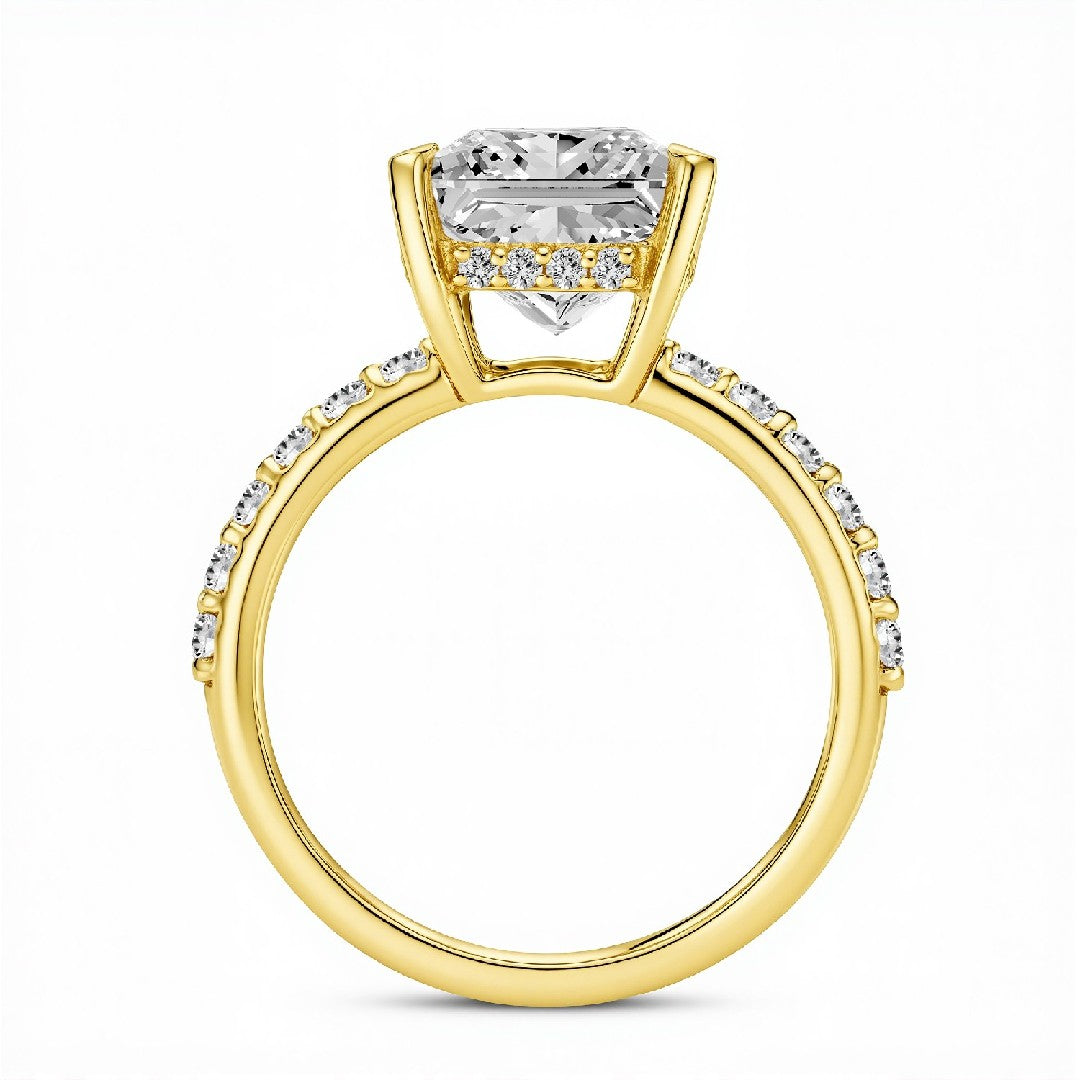 2.50 CT Emerald Cut Lab-Grown Diamond Hidden Halo Ring in 18kt Gold Vermeil.GrownńDiva