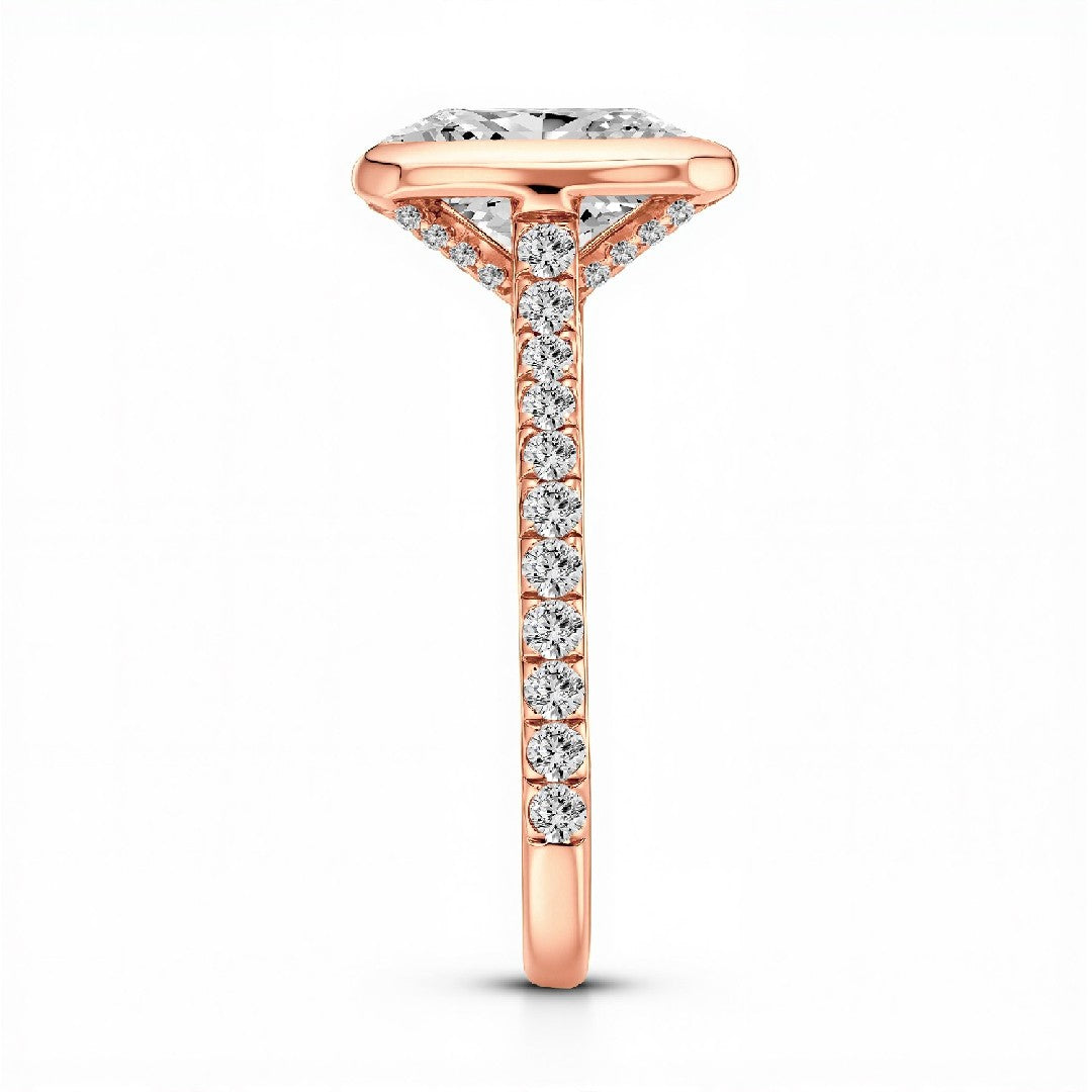 3.00 CT Emerald Cut Lab-Grown Diamond Bezel Set Ring in 18kt Gold Vermeil by GrownnDiva.