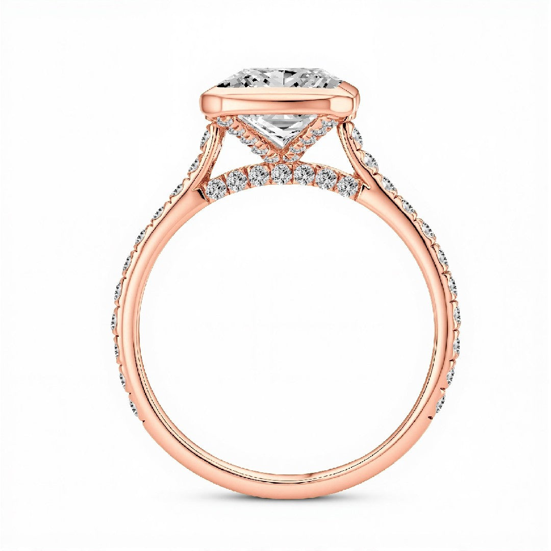 3.00 CT Emerald Cut Lab-Grown Diamond Bezel Set Ring in 18kt Gold Vermeil by GrownnDiva.