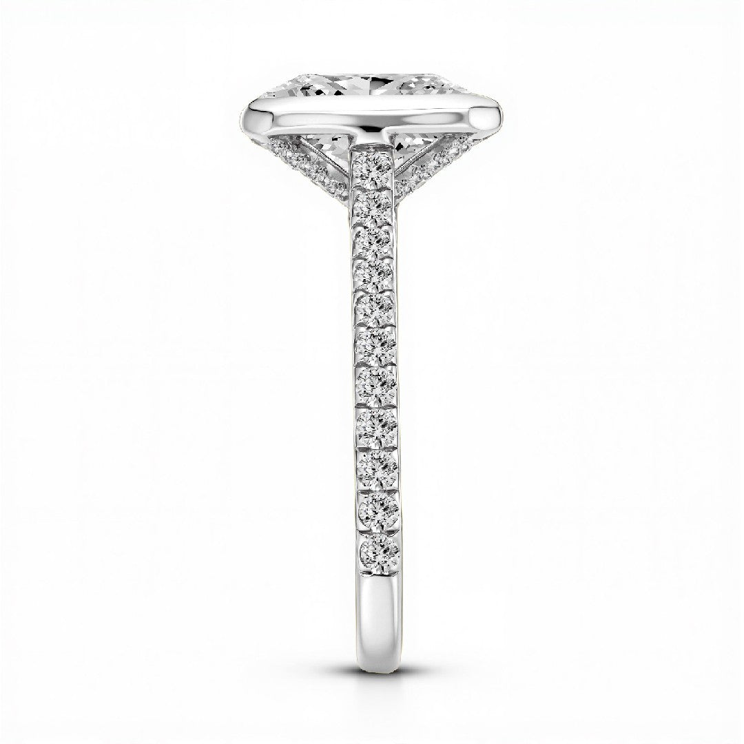 3.00 CT Emerald Cut Lab-Grown Diamond Bezel Set Ring in 18kt Gold Vermeil by GrownnDiva.