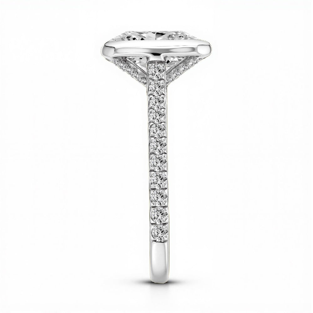 3.00 carat Emerald Cut Lab-Grown Diamond Bezel Set Ring in 18kt Gold Vermeil, rose gold