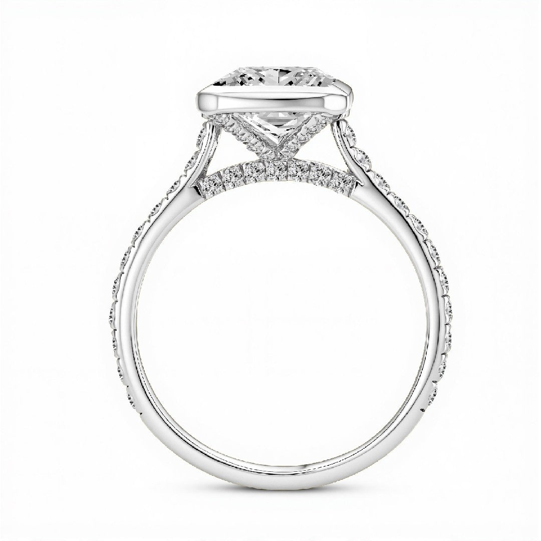 3.00 CT Emerald Cut Lab-Grown Diamond Bezel Set Ring in 18kt Gold Vermeil by GrownnDiva.