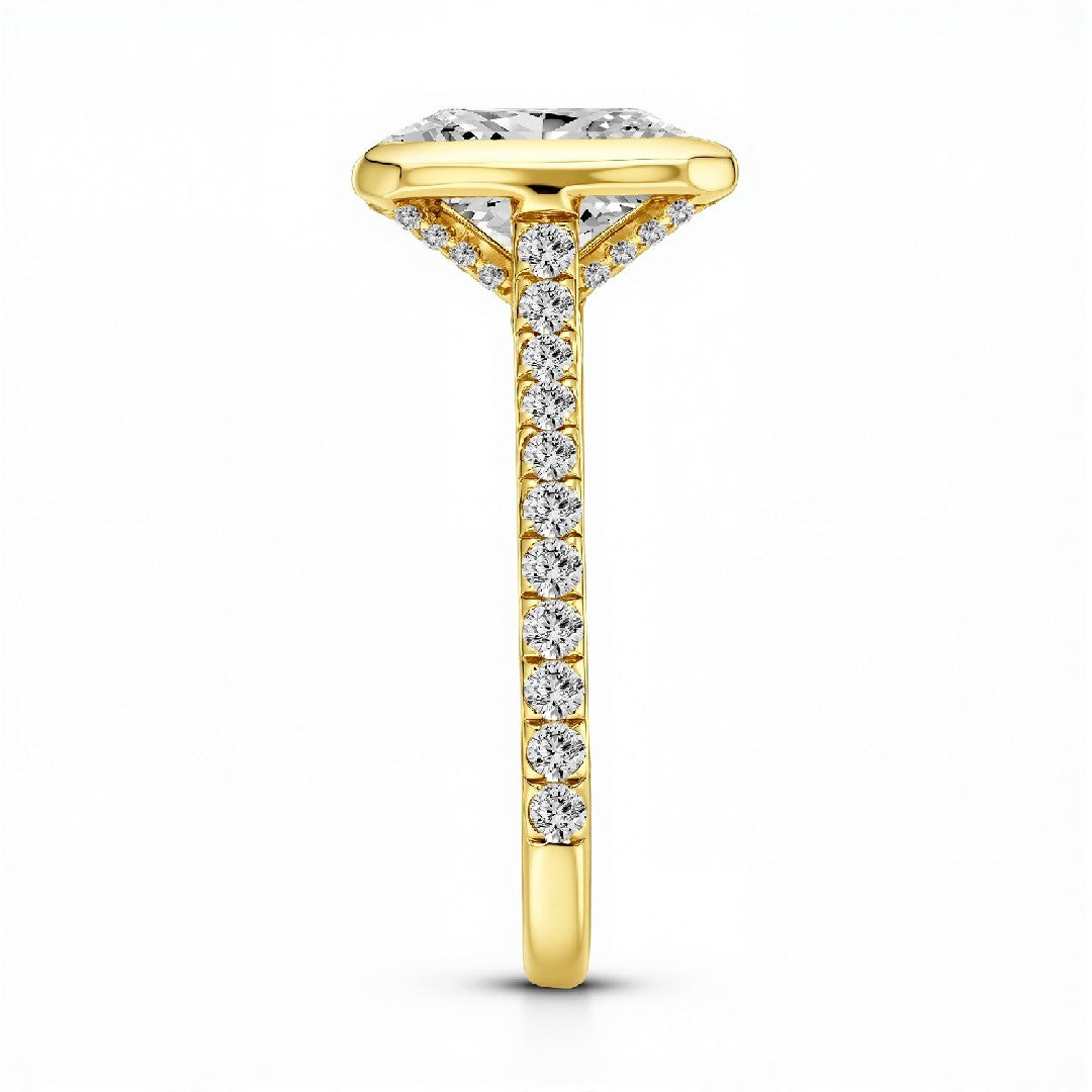 3.00 CT Emerald Cut Lab-Grown Diamond Bezel Set Ring in 18kt Gold Vermeil by GrownnDiva.
