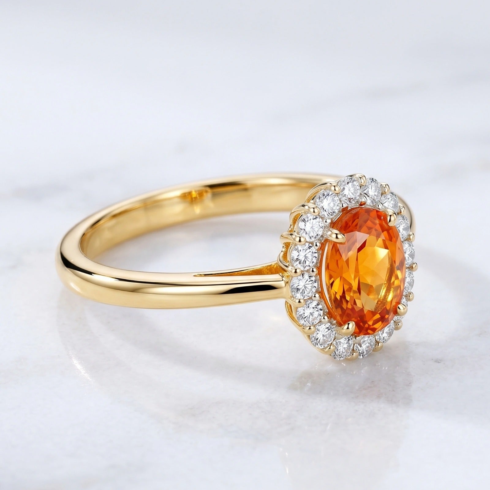1.35 CT Oval Center & Lab-Grown Diamond Birth Stone Halo Ring in 18KT Gold Vermeil | GrownńDiva