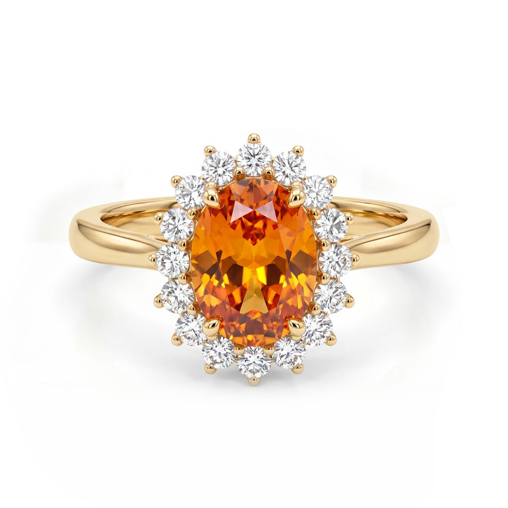 1.35 CT Oval Center & Lab-Grown Diamond Birth Stone Halo Ring in 18KT Gold Vermeil | GrownńDiva