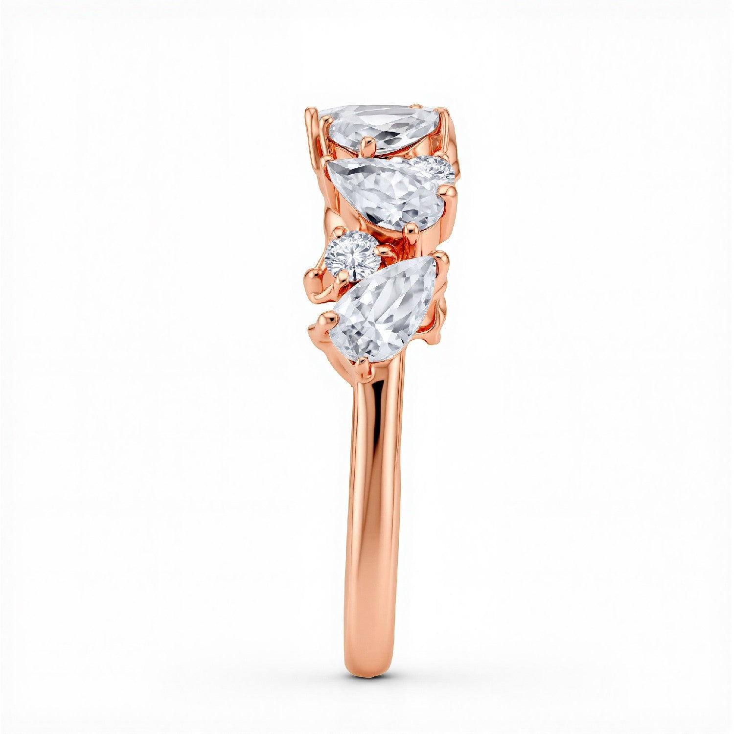 GrownńDiva 2.07 CT. T.W. Pear and Round Lab Diamond Cluster Band in 925 Silver