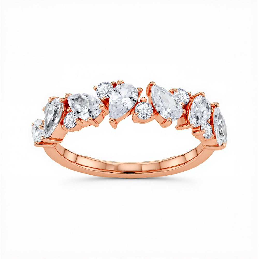GrownńDiva 2.07 CT. T.W. Pear and Round Lab Diamond Cluster Band in 925 Silver