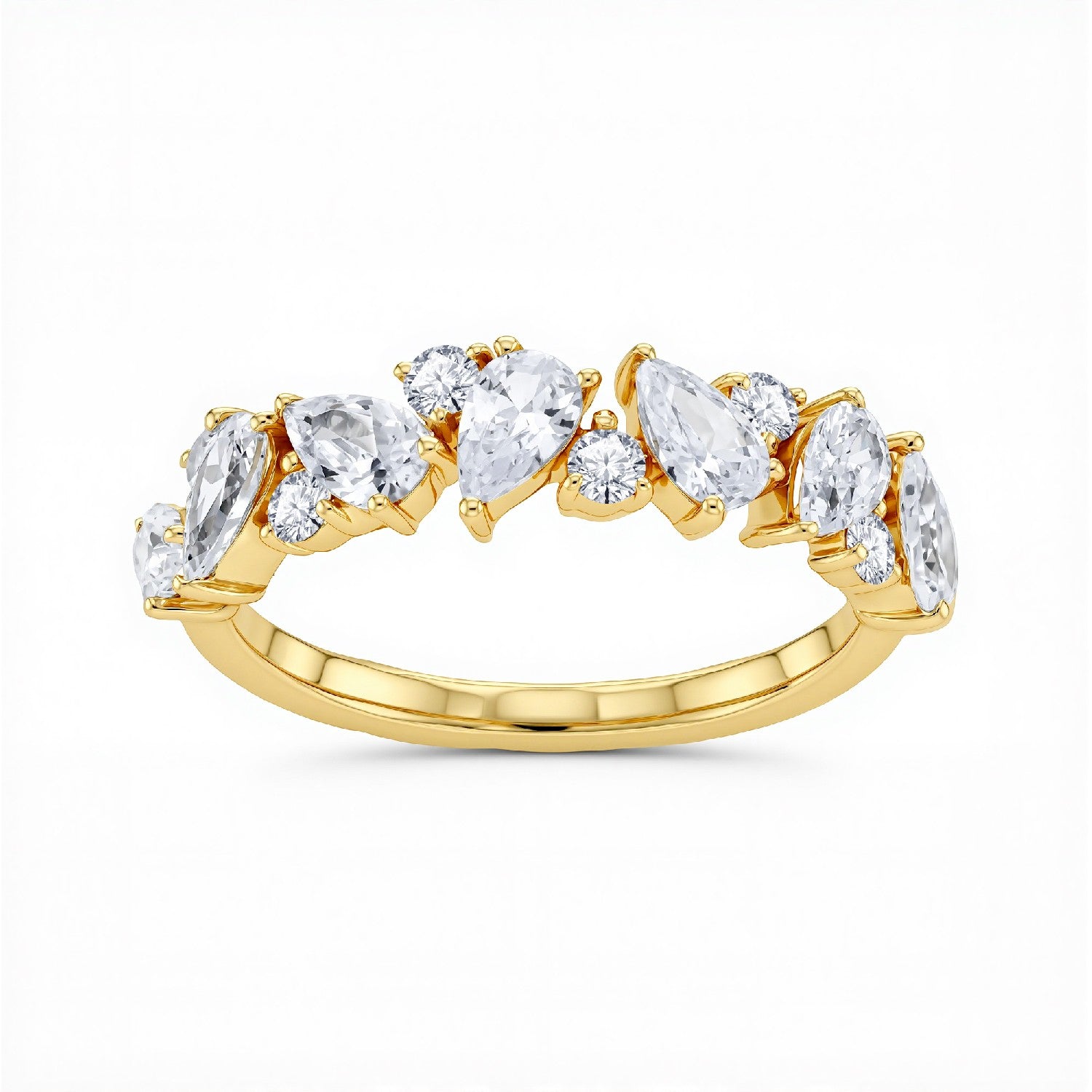 GrownńDiva 2.07 CT. T.W. Pear and Round Lab Diamond Cluster Band in 925 Silver