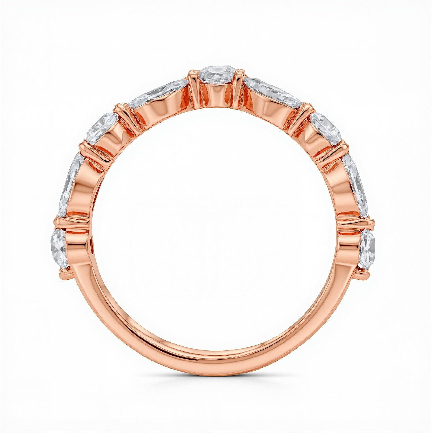 GrownDiva 1.35 CTW Marquise & Round Lab Diamond Curved Tiara Band in 18K Gold Vermeil 925 Silver.