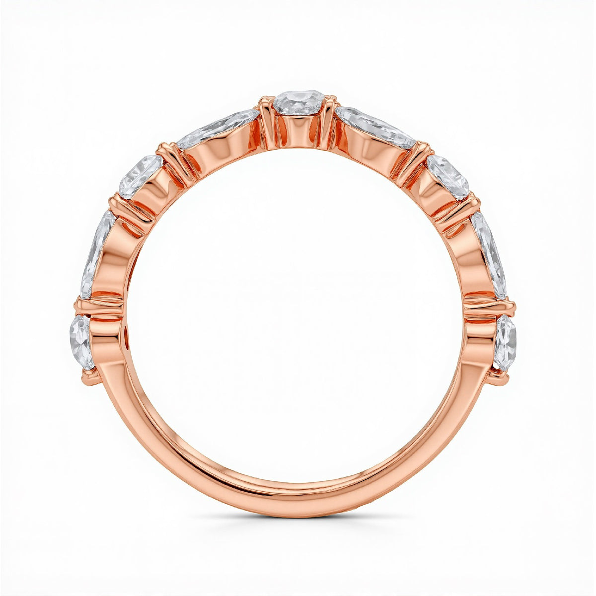 GrownnDiva 1.35 CTW Marquise & Round Lab Diamond Curved Tiara Band in 18K Gold Vermeil 925 Silver.