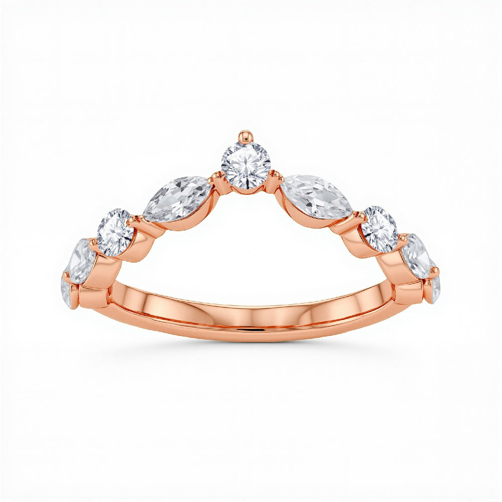 GrownDiva 1.35 CTW Marquise & Round Lab Diamond Curved Tiara Band in 18K Gold Vermeil 925 Silver.