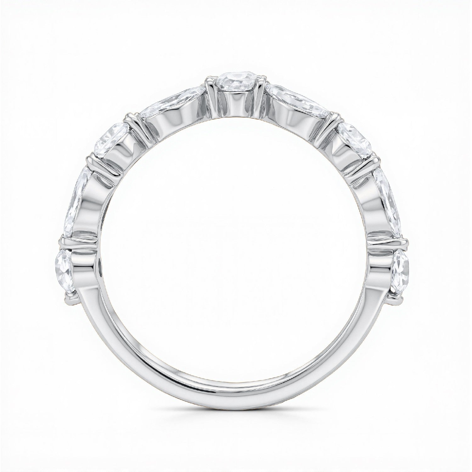 GrownDiva 1.35 CTW Marquise & Round Lab Diamond Curved Tiara Band in 18K Gold Vermeil 925 Silver.