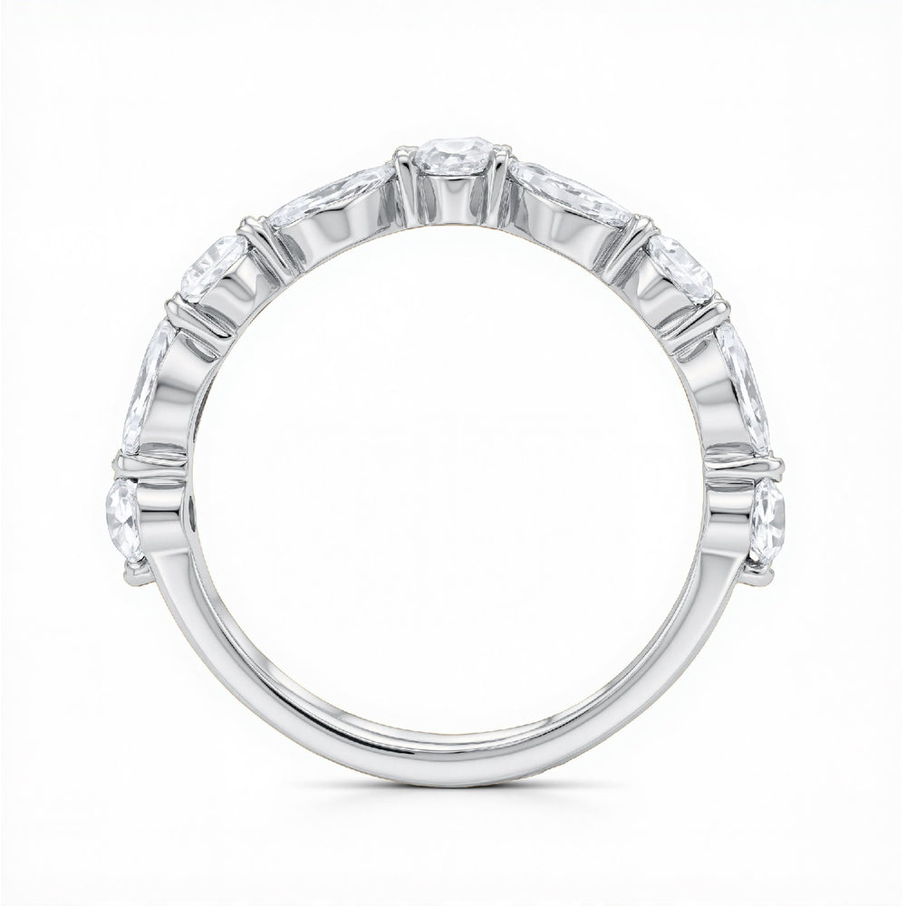 GrownDiva 1.35 CTW Marquise & Round Lab Diamond Curved Tiara Band in 18K Gold Vermeil 925 Silver.
