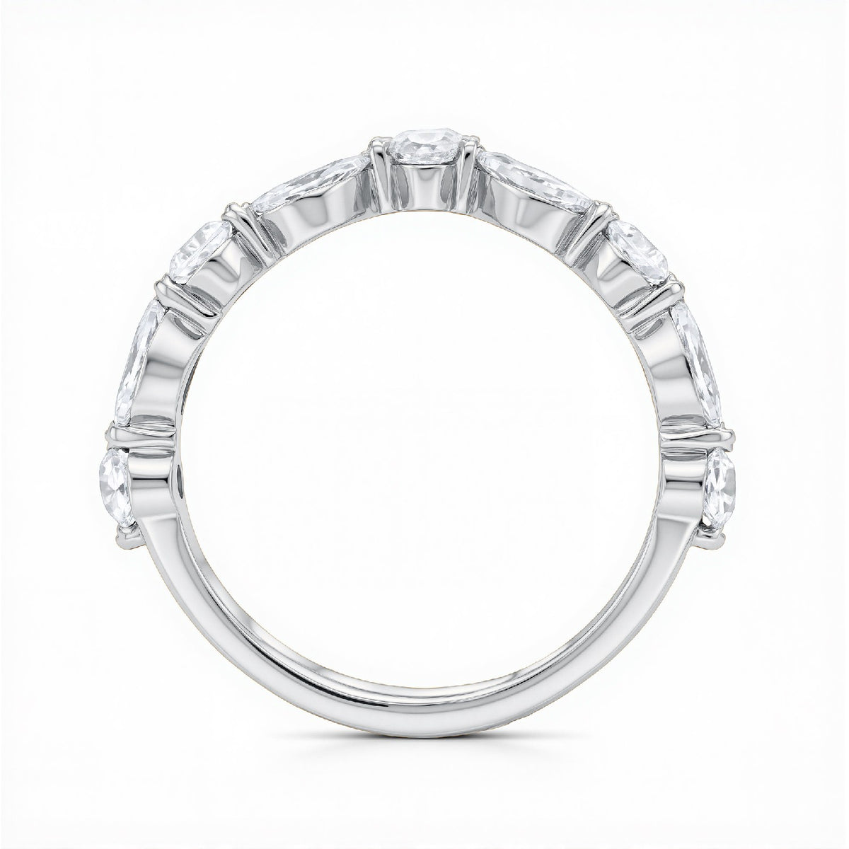 GrownnDiva 1.35 CTW Marquise & Round Lab Diamond Curved Tiara Band in 18K Gold Vermeil 925 Silver.