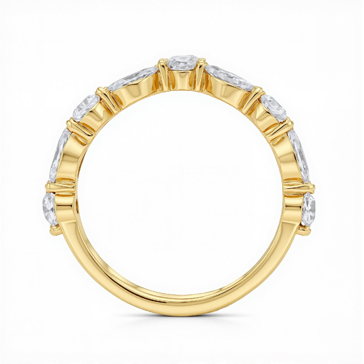 GrownnDiva 1.35 CTW Marquise & Round Lab Diamond Curved Tiara Band in 18K Gold Vermeil 925 Silver.