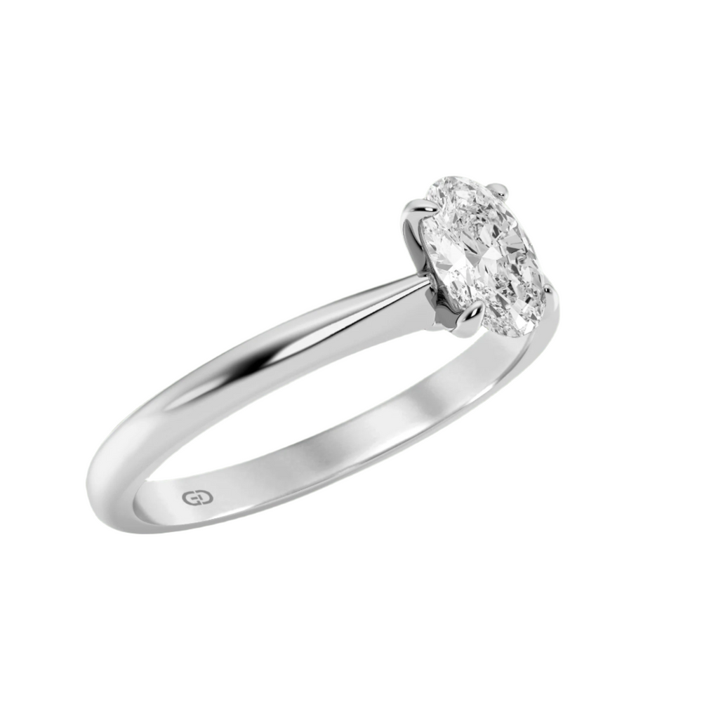 Gleaming Edge Solitaires Oval Cut Diamond - Ring - 10KT Gold