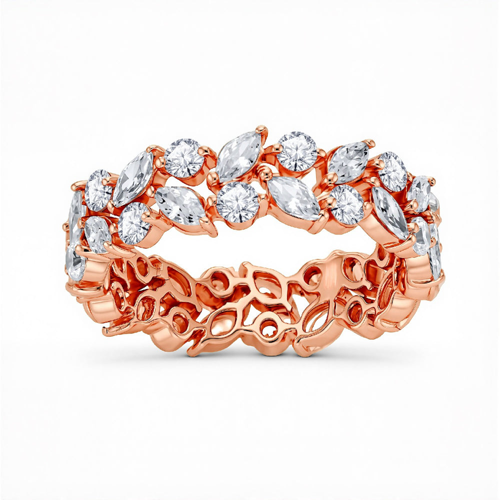 GrownńDiva 7.80 CTW Multi-Shape Lab Diamond Woven Eternity Band in 18K Gold Vermeil 925 Silver.