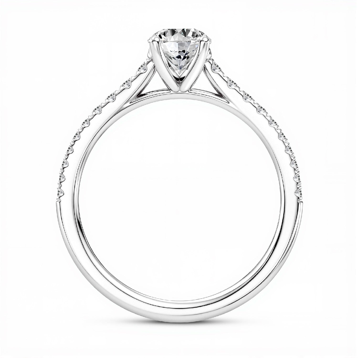 GrownńDiva 2.23 CTW Oval Cut Lab Diamond Four-Prong Solitaire Pavé Ring in 18K Gold Vermeil 925 Silver.