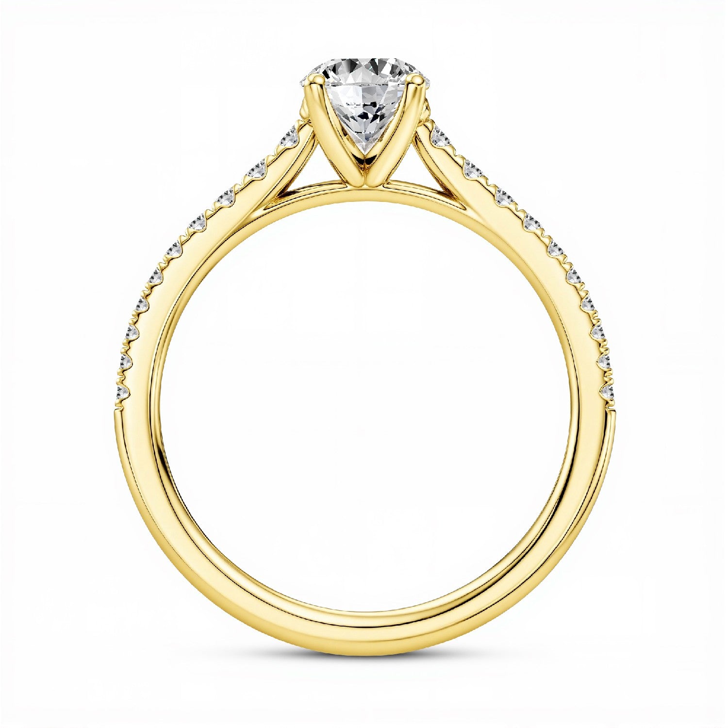 GrownńDiva 2.23 CTW Oval Cut Lab Diamond Four-Prong Solitaire Pavé Ring in 18K Gold Vermeil 925 Silver.