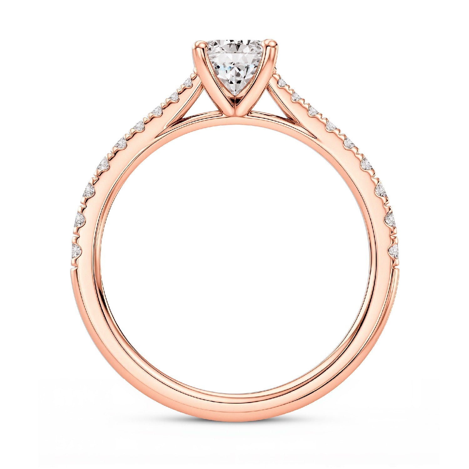 GrownńDiva 2.29 CTW Emerald Cut Lab Diamond Four-Prong Solitaire Pave Ring in 18K Gold Vermeil 925 Silver