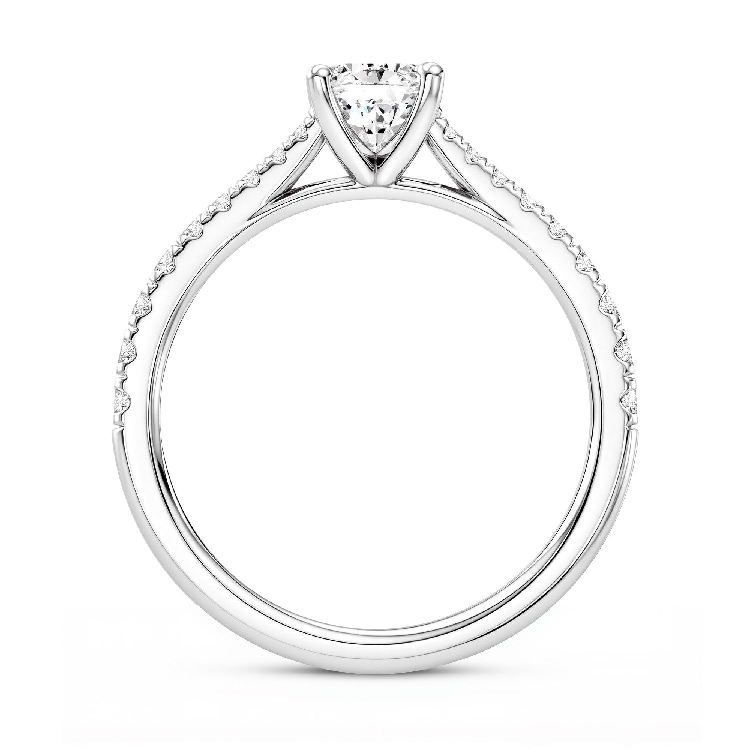 GrownńDiva 2.29 CTW Emerald Cut Lab Diamond Four-Prong Solitaire Pave Ring in 18K Gold Vermeil 925 Silver