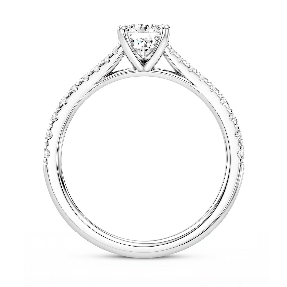 GrownńDiva 2.29 CTW Emerald Cut Lab Diamond Four-Prong Solitaire Pave Ring in 18K Gold Vermeil 925 Silver