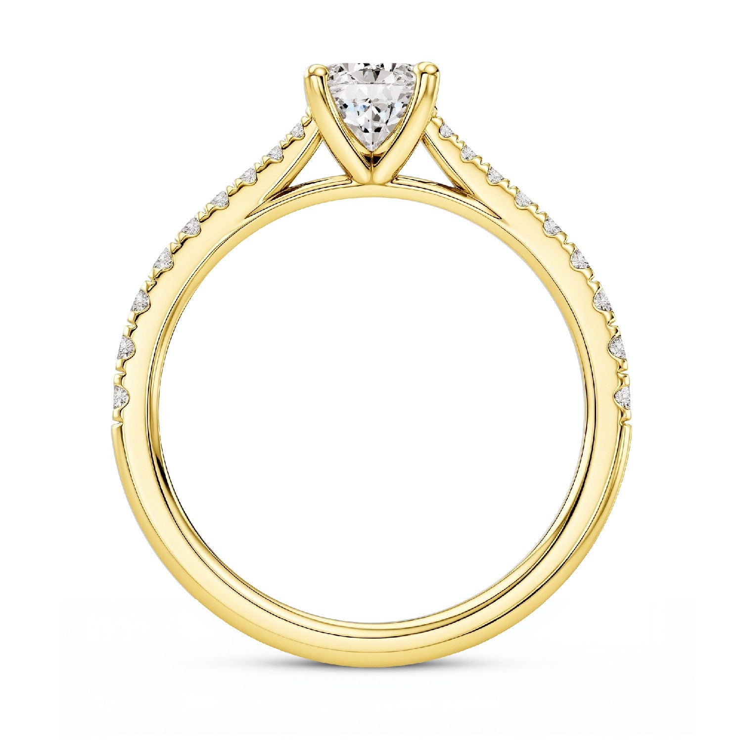 GrownńDiva 2.29 CTW Emerald Cut Lab Diamond Four-Prong Solitaire Pave Ring in 18K Gold Vermeil 925 Silver