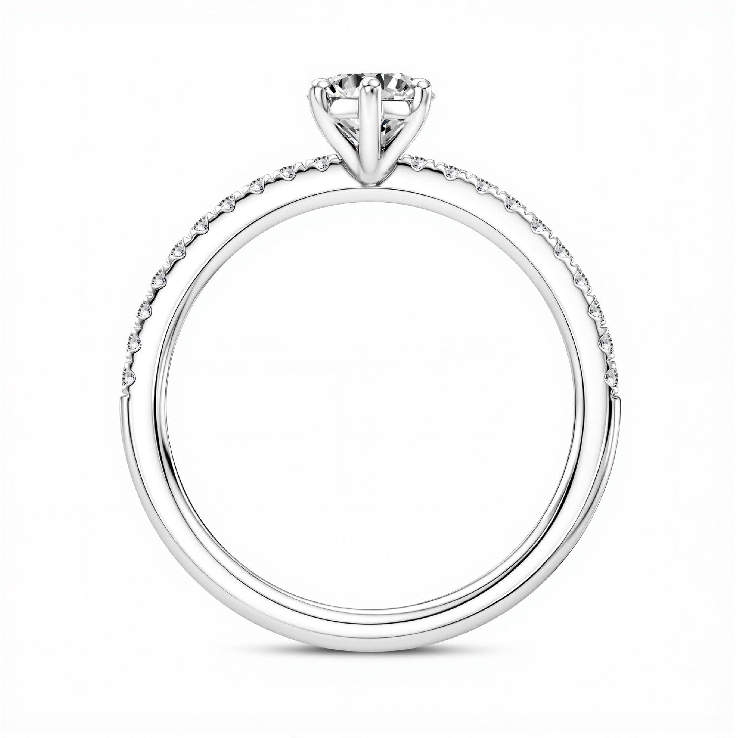 GrownńDiva 1.20 CTW Marquise Cut Lab Diamond Six-Prong Solitaire Pavé Ring in 18K Gold Vermeil 925 Silver