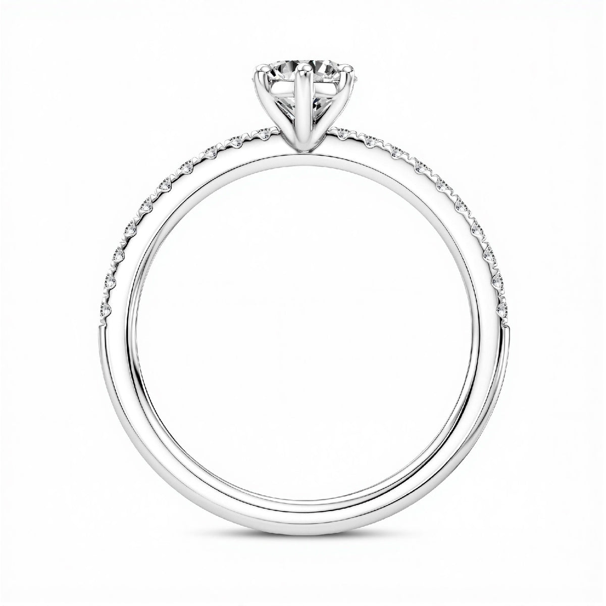 GrownnDiva 1.20 CTW Marquise Cut Lab Diamond Six-Prong Solitaire Pavé Ring in 18K Gold Vermeil 925 Silver