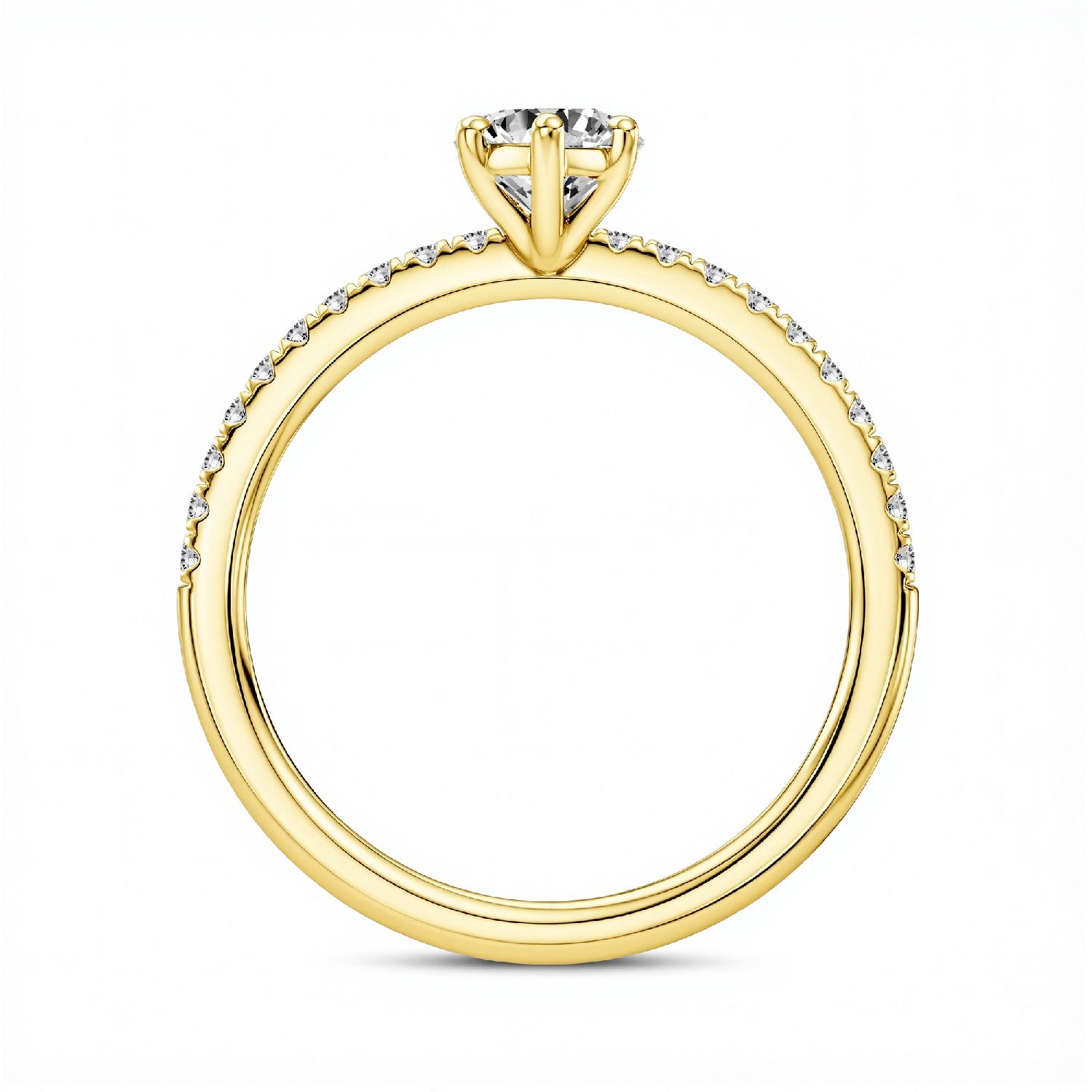 GrownńDiva 1.20 CTW Marquise Cut Lab Diamond Six-Prong Solitaire Pavé Ring in 18K Gold Vermeil 925 Silver