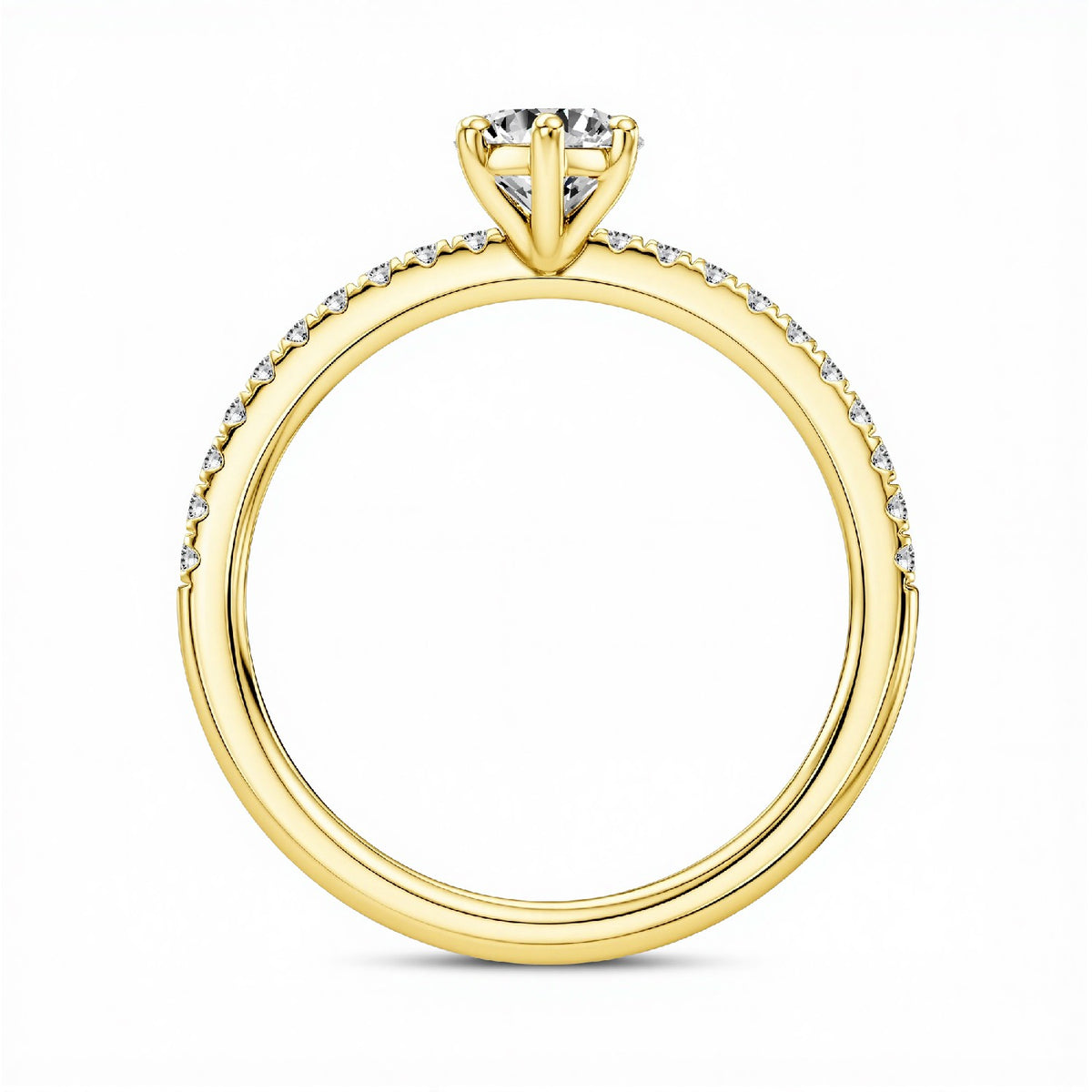 GrownnDiva 1.20 CTW Marquise Cut Lab Diamond Six-Prong Solitaire Pavé Ring in 18K Gold Vermeil 925 Silver