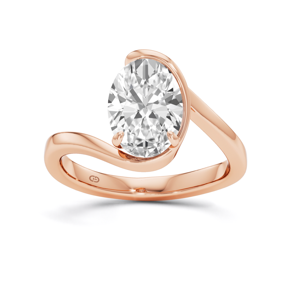 1.82 Carat Oval Solitaire Lab Diamond Bypass Ring in 925 Silver | GrownńDiva