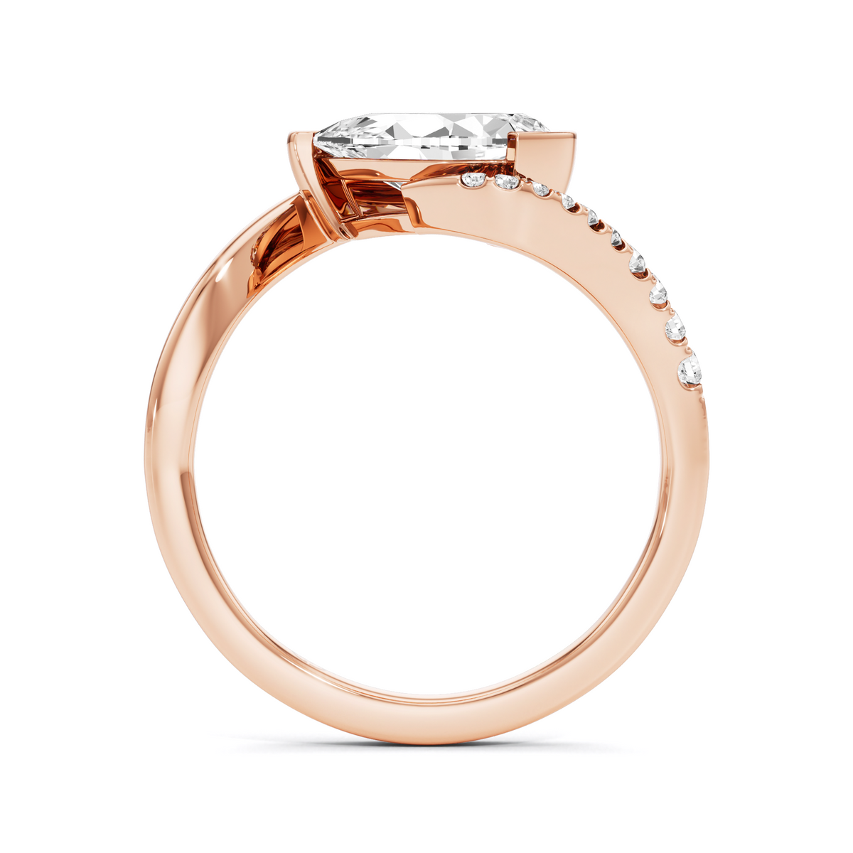 1.35 Carat Pear Lab Diamond Accent Bypass Ring in 925 Silver | GrownńDiva