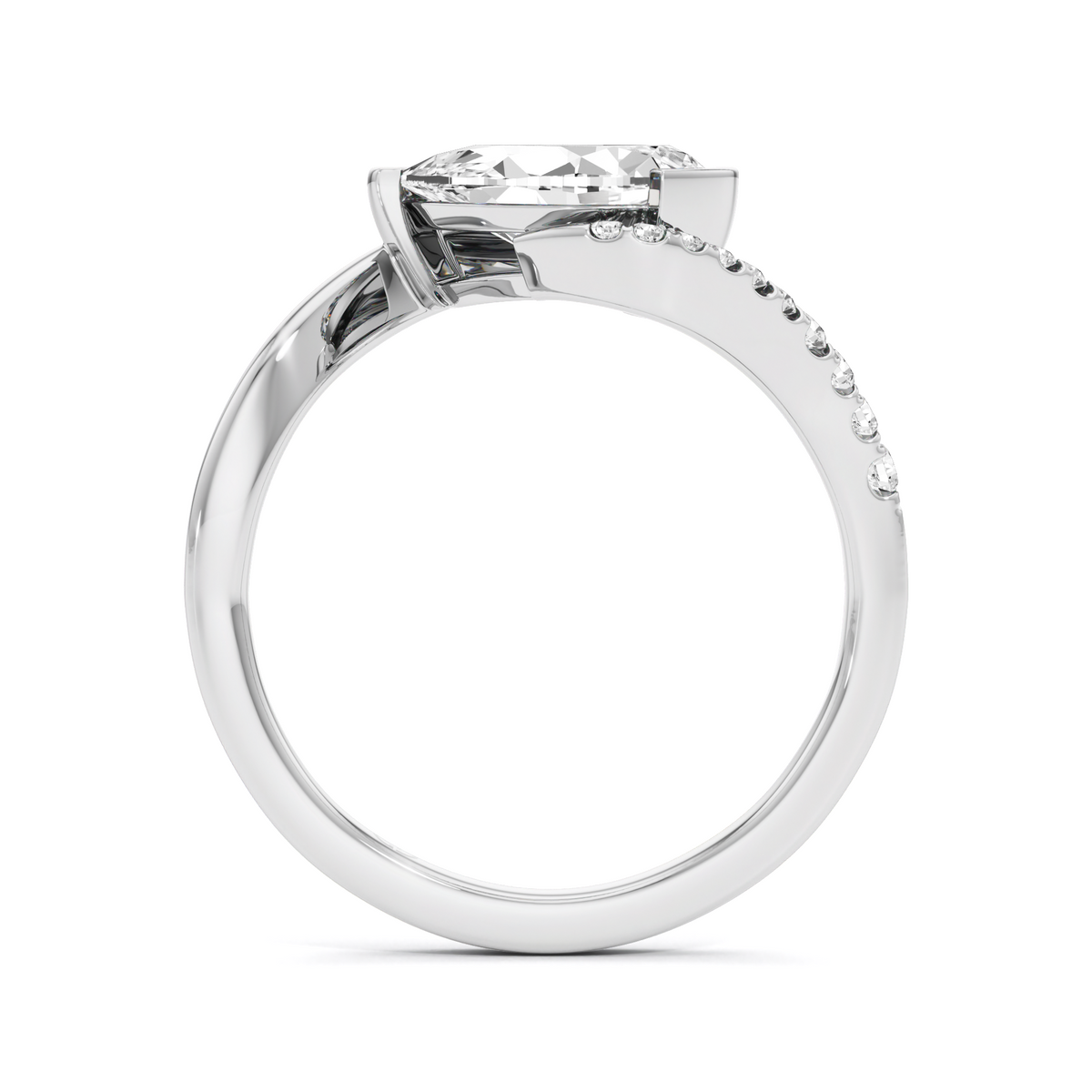 1.35 Carat Pear Lab Diamond Accent Bypass Ring in 925 Silver | GrownńDiva