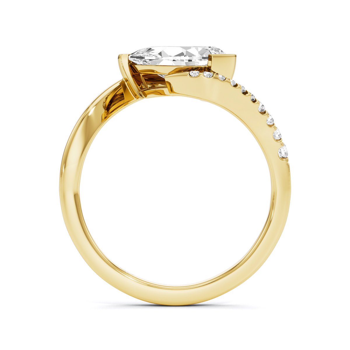 1.35 Carat Pear Lab Diamond Accent Bypass Ring in 925 Silver | GrownńDiva