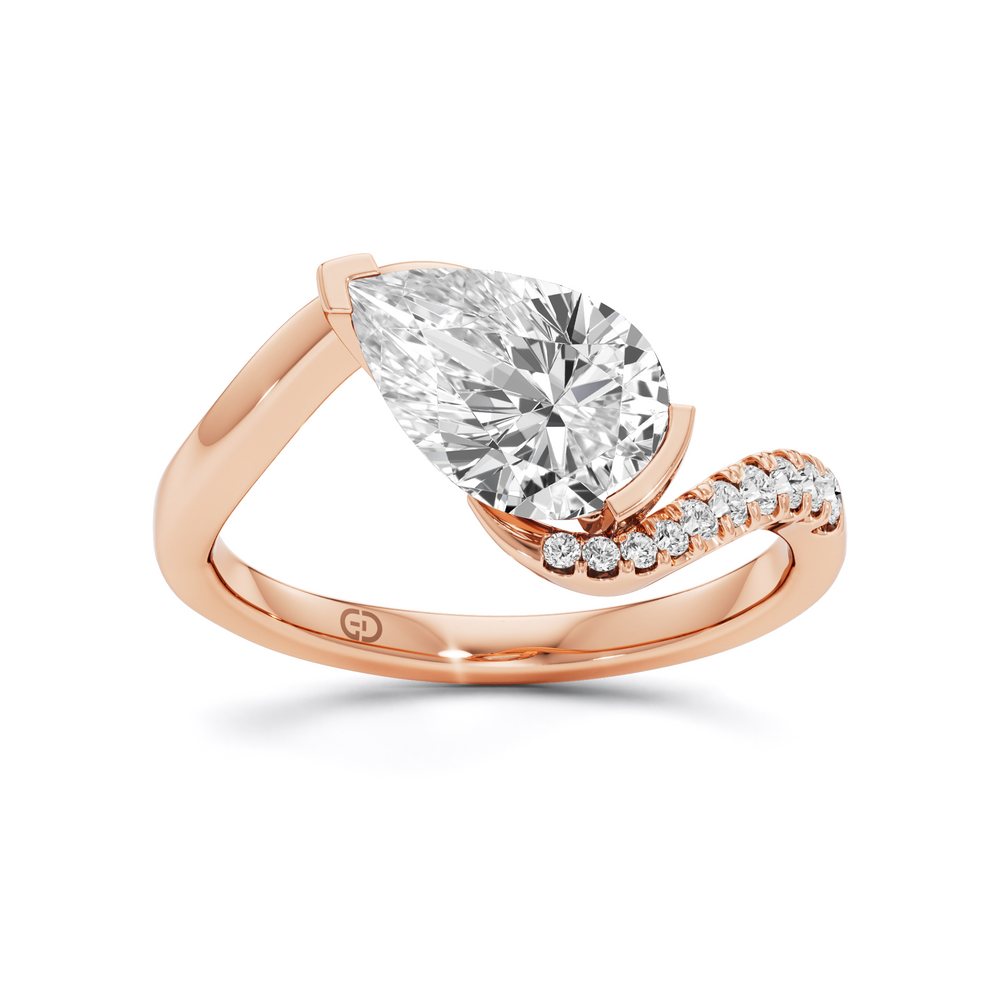 1.35 Carat Pear Lab Diamond Accent Bypass Ring in 925 Silver | GrownńDiva