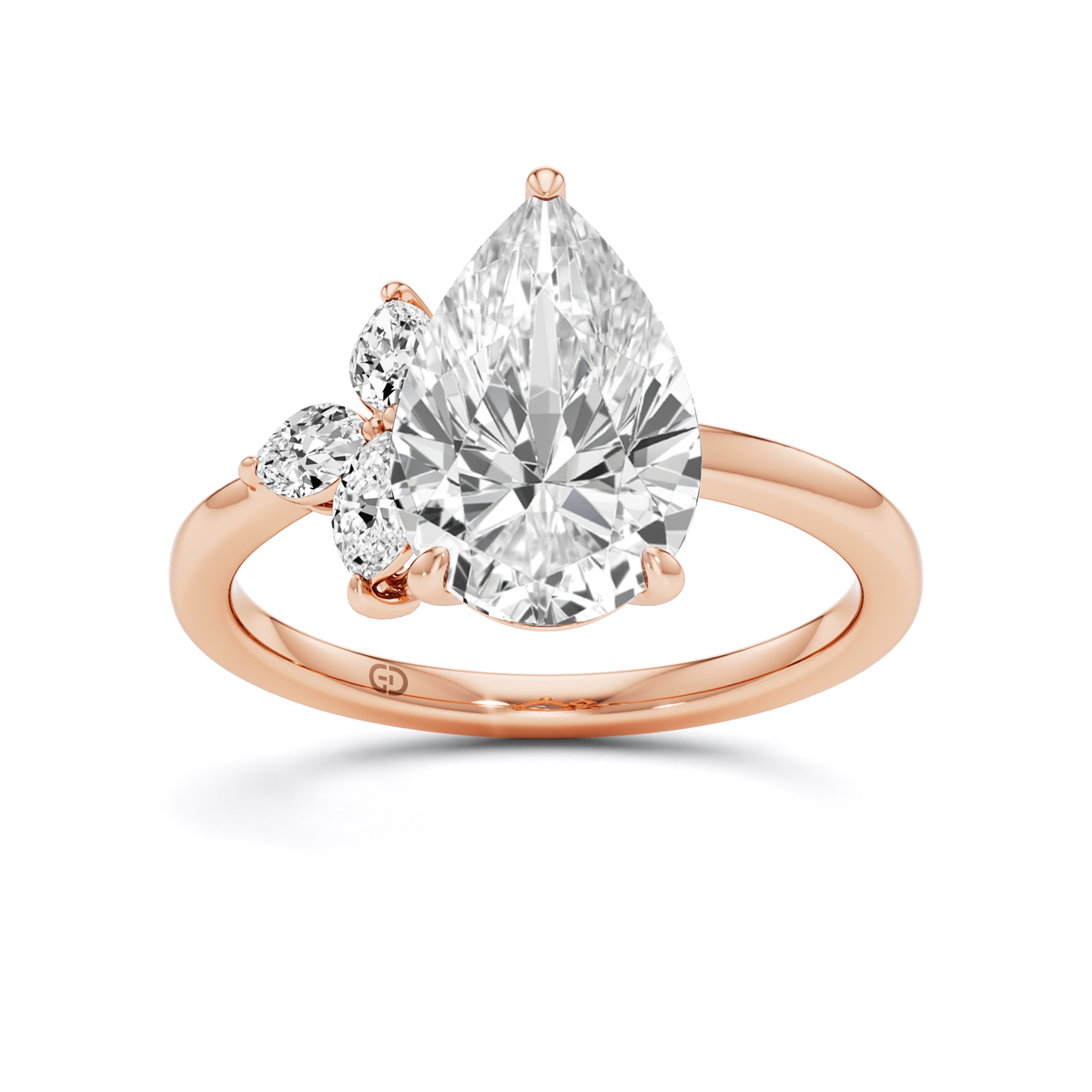 2.37 Carat Pear Lab Diamond Cluster Accent Ring in 925 Silver | GrownńDiva