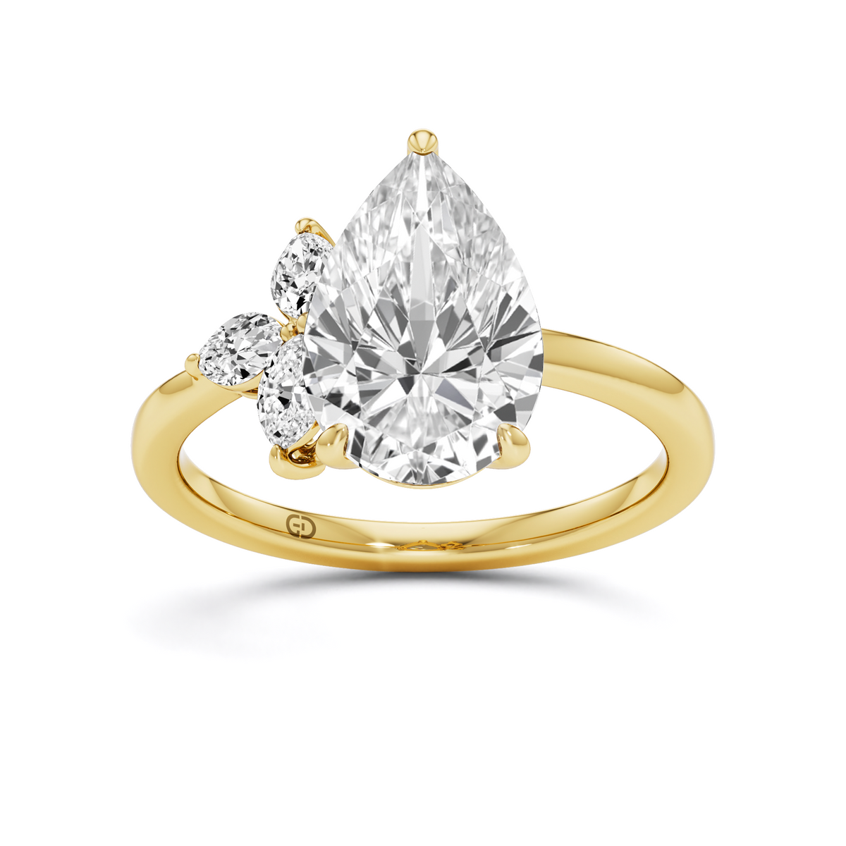 2.37 Carat Pear Lab Diamond Cluster Accent Ring in 925 Silver | GrownńDiva