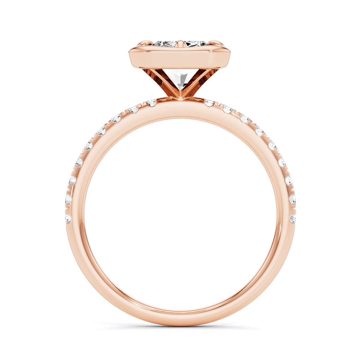 2.82 Carat Radiant Lab Diamond Halo Pave Ring in 925 Silver | GrownńDiva