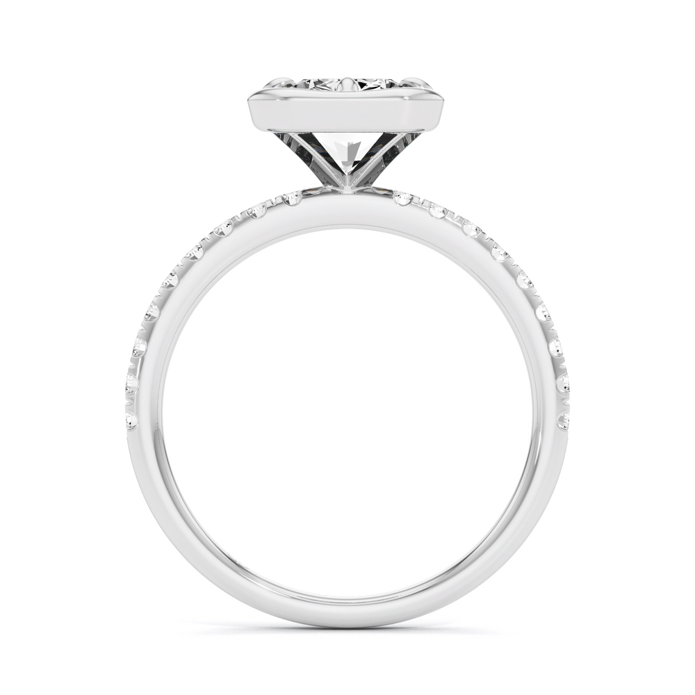 2.82 Carat Radiant Lab Diamond Halo Pave Ring in 925 Silver | GrownńDiva