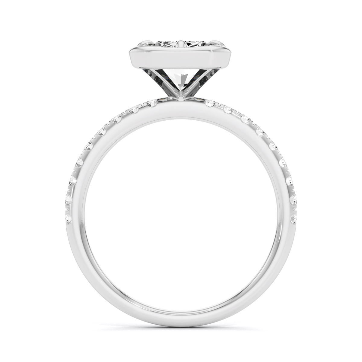2.82 Carat Radiant Lab Diamond Halo Pave Ring in 925 Silver | GrownńDiva