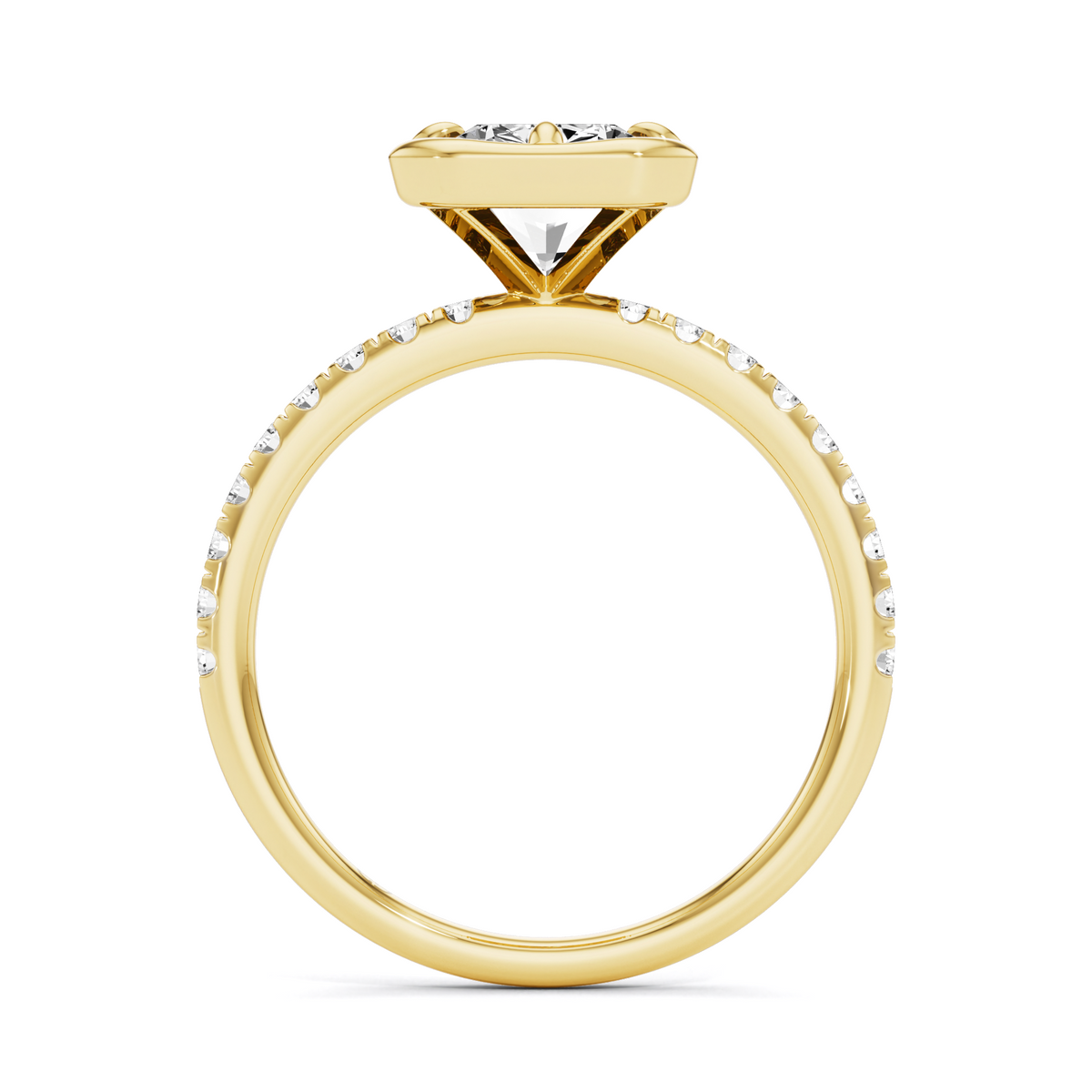 2.82 Carat Radiant Lab Diamond Halo Pave Ring in 925 Silver | GrownńDiva
