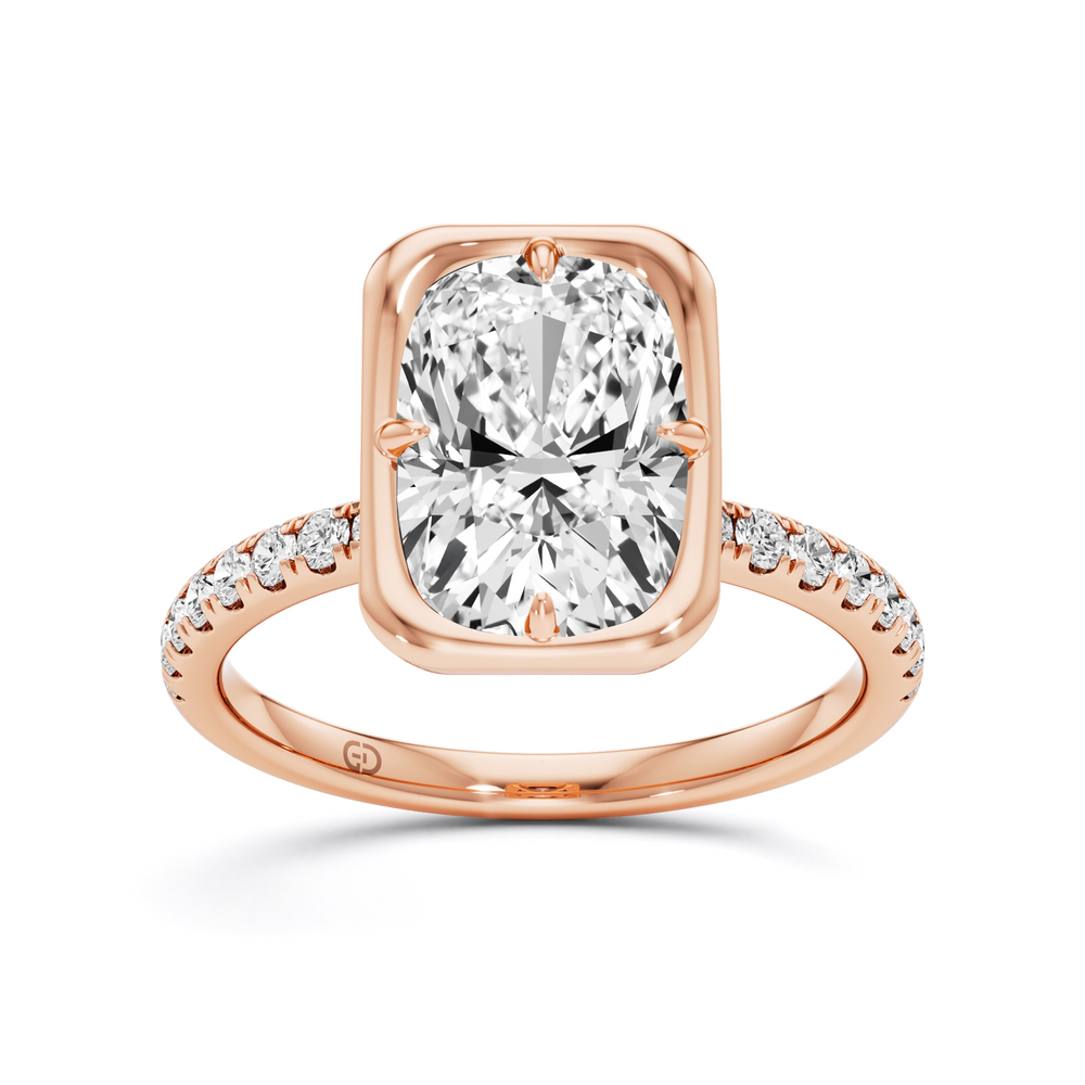 2.82 Carat Radiant Lab Diamond Halo Pave Ring in 925 Silver | GrownńDiva