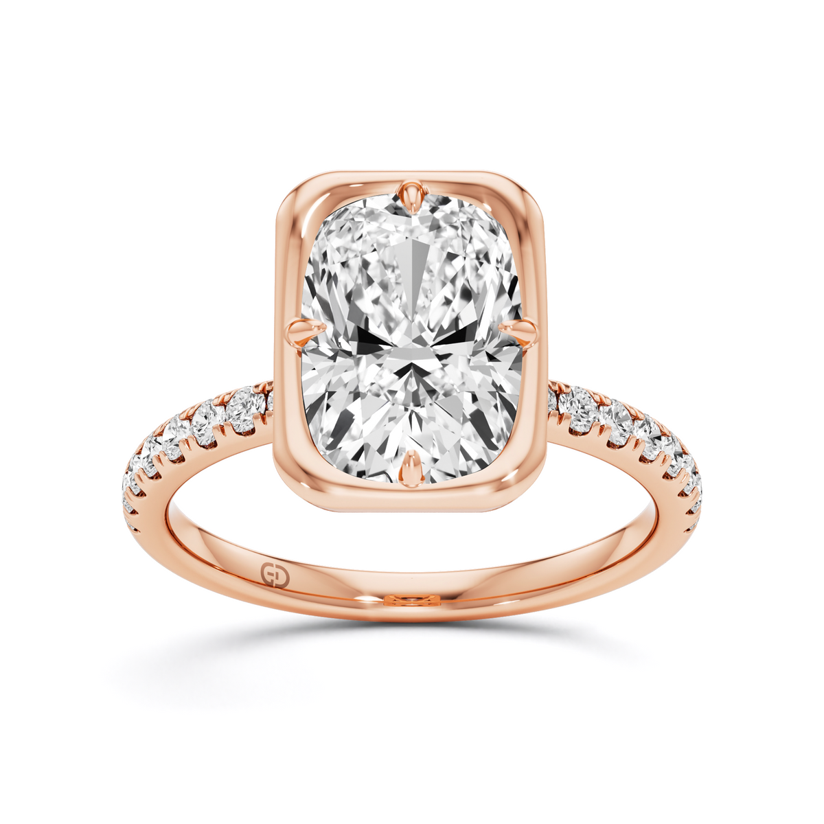2.82 Carat Radiant Lab Diamond Halo Pave Ring in 925 Silver | GrownńDiva