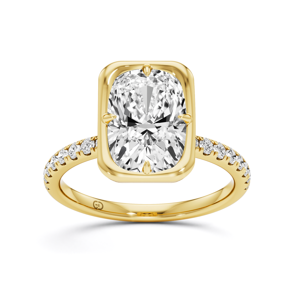 2.82 Carat Radiant Lab Diamond Halo Pave Ring in 925 Silver | GrownńDiva