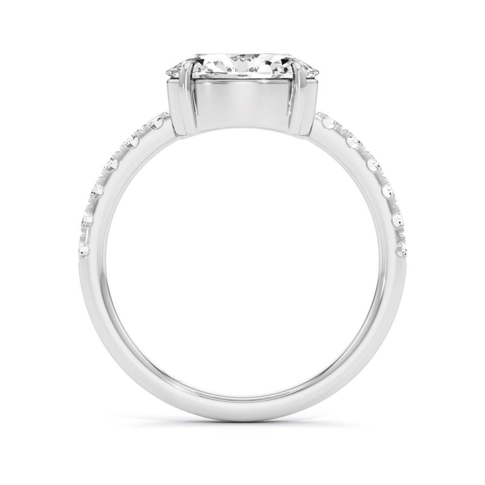 3.18 CTW Emerald & Oval Lab Diamond Solitaire Ring – 925 Silver & 18kt Gold Vermeil | GrownńDiva
